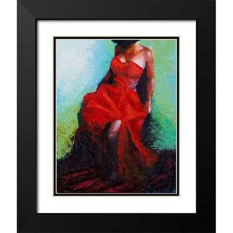Lady in Red Black Modern Wood Framed Art Print with Double Matting by Green, Jenny