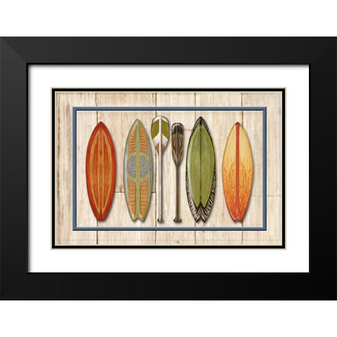 Paddle Line Up Black Modern Wood Framed Art Print with Double Matting by Diannart