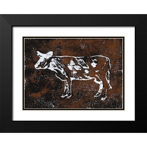 Country Cow Black Modern Wood Framed Art Print with Double Matting by Loreth, Lanie