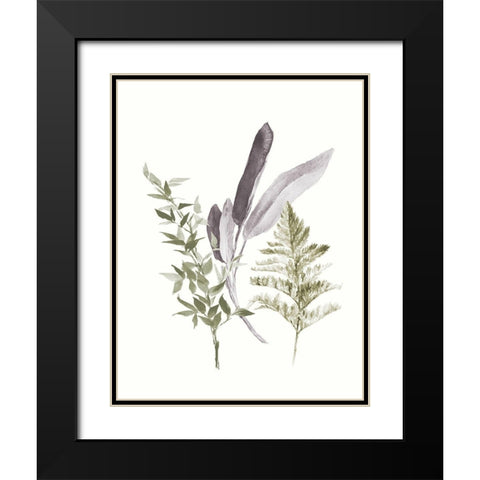 Tonal Leaves II Black Modern Wood Framed Art Print with Double Matting by Loreth, Lanie