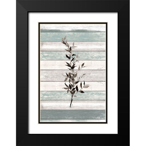 Tonal Leaves on Wood IV Black Modern Wood Framed Art Print with Double Matting by Loreth, Lanie