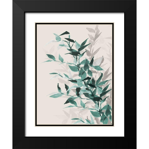 Green Tonal Leaves II Black Modern Wood Framed Art Print with Double Matting by Loreth, Lanie