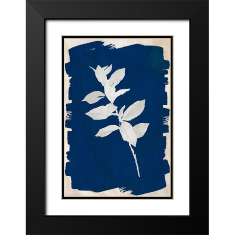 White Leaf on Navy II Black Modern Wood Framed Art Print with Double Matting by Loreth, Lanie