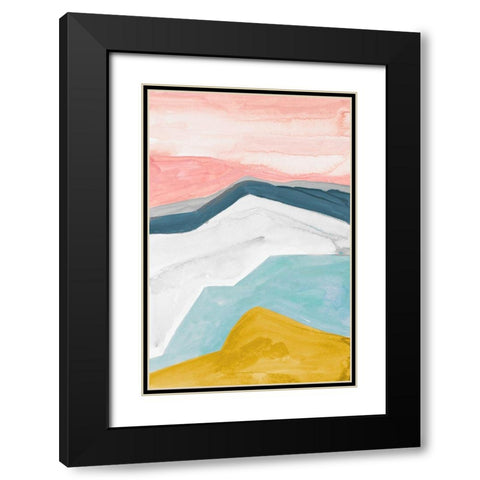 Geometric Mountains Black Modern Wood Framed Art Print with Double Matting by Danelle, B.