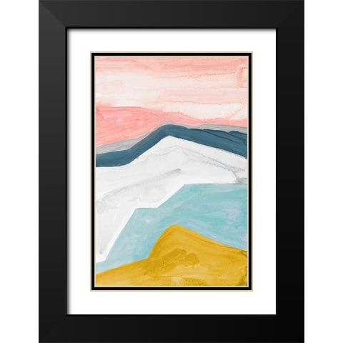 Geometric Mountains Black Modern Wood Framed Art Print with Double Matting by Danelle, B.