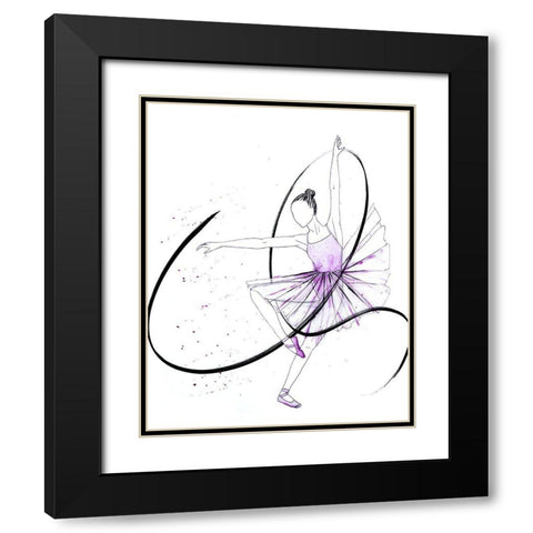 Dancing Ballerina II Black Modern Wood Framed Art Print with Double Matting by SD Graphics Studio