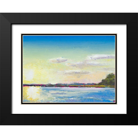 Sun on the Water Black Modern Wood Framed Art Print with Double Matting by Green, Jenny
