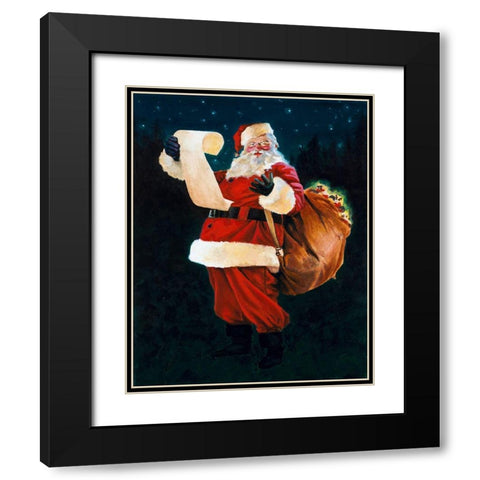 Jolly Old Saint Nick Black Modern Wood Framed Art Print with Double Matting by Green, Jenny