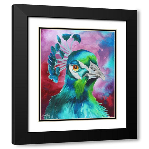 Peacocks of a Feather Black Modern Wood Framed Art Print with Double Matting by Medley, Elizabeth