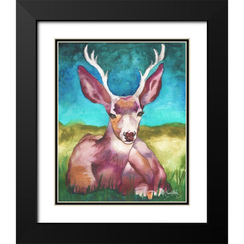 Buck In A Field I Black Modern Wood Framed Art Print with Double Matting by Medley, Elizabeth