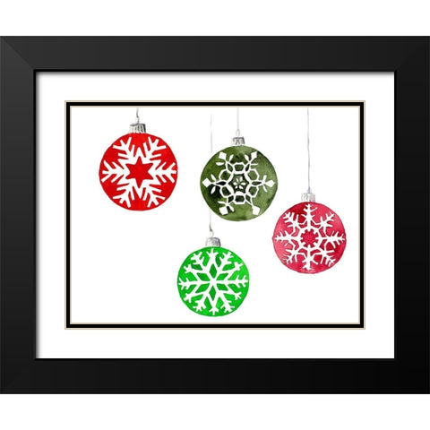 Christmas Ornaments Black Modern Wood Framed Art Print with Double Matting by Loreth, Lanie