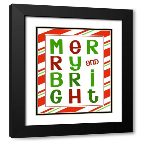 Merry and Bright Black Modern Wood Framed Art Print with Double Matting by Quach, Anna