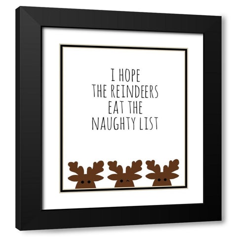 Naughty List Black Modern Wood Framed Art Print with Double Matting by Quach, Anna
