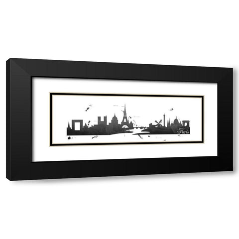 Paris Skyline Black Modern Wood Framed Art Print with Double Matting by Quach, Anna