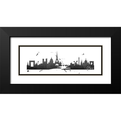Paris Skyline Black Modern Wood Framed Art Print with Double Matting by Quach, Anna