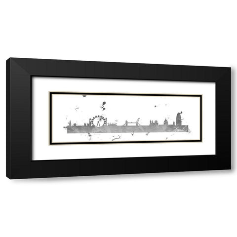 London Skyline Black Modern Wood Framed Art Print with Double Matting by Quach, Anna