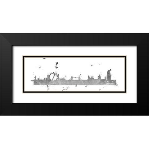 London Skyline Black Modern Wood Framed Art Print with Double Matting by Quach, Anna