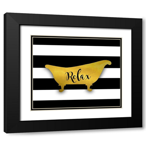 Relax Bath Black Modern Wood Framed Art Print with Double Matting by Quach, Anna