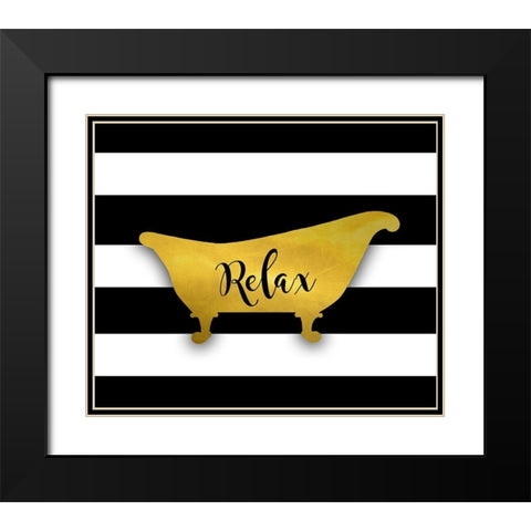 Relax Bath Black Modern Wood Framed Art Print with Double Matting by Quach, Anna