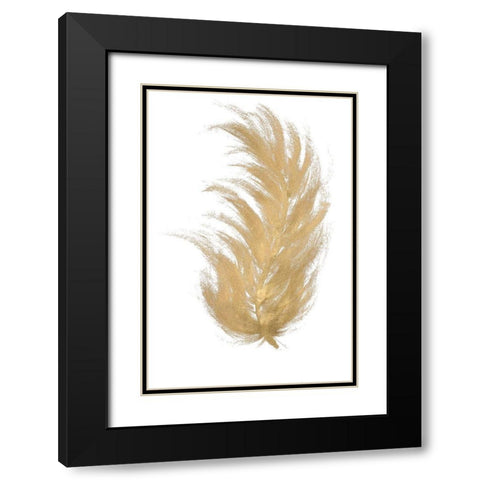 Gold Feather I Black Modern Wood Framed Art Print with Double Matting by Hewitt, L.
