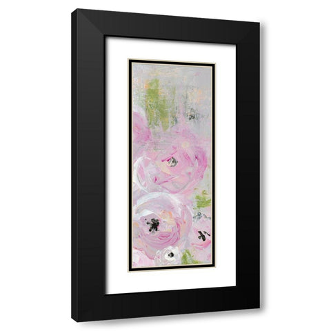 Pink Pastel Floral I Black Modern Wood Framed Art Print with Double Matting by James, Nola
