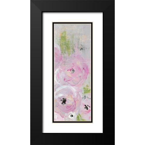 Pink Pastel Floral I Black Modern Wood Framed Art Print with Double Matting by James, Nola