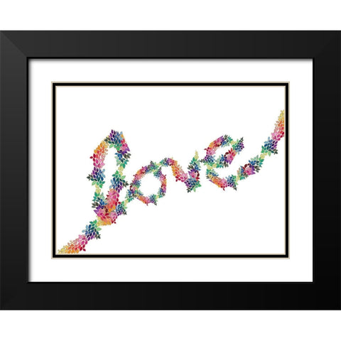 Floral Love Black Modern Wood Framed Art Print with Double Matting by James, Nola