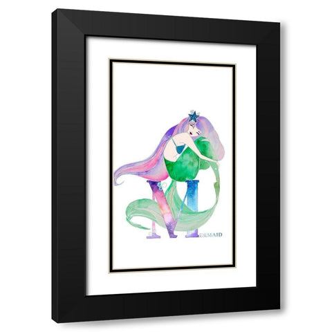 Mermaid (M) Black Modern Wood Framed Art Print with Double Matting by James, Nola