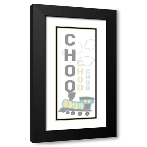 Choo Choo Train Black Modern Wood Framed Art Print with Double Matting by Quach, Anna