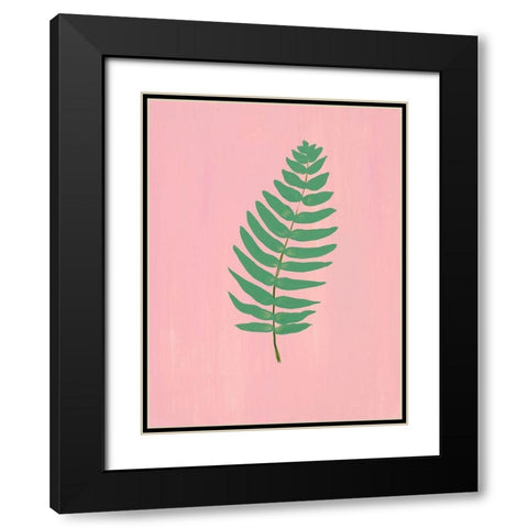 Pink Fern I Black Modern Wood Framed Art Print with Double Matting by Maria, Robin