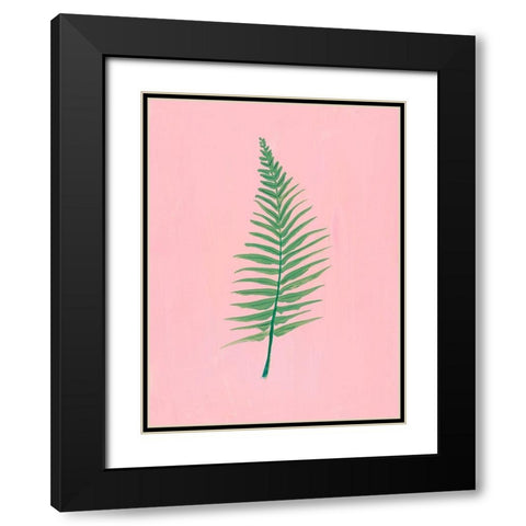 Pink Fern II Black Modern Wood Framed Art Print with Double Matting by Maria, Robin