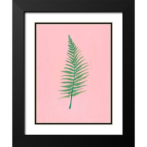 Pink Fern II Black Modern Wood Framed Art Print with Double Matting by Maria, Robin