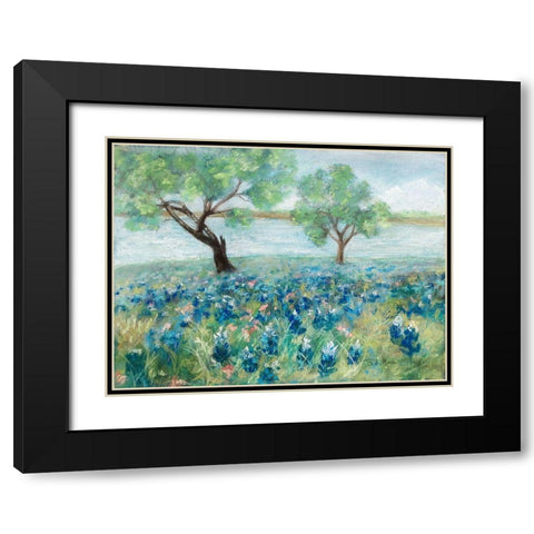 Green Fields I Black Modern Wood Framed Art Print with Double Matting by Maria, Robin