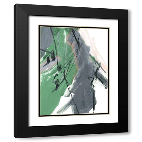 Rare Green and Gray Abstract I Black Modern Wood Framed Art Print with Double Matting by Maria, Robin