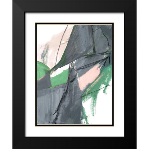 Rare Green and Gray Abstract II Black Modern Wood Framed Art Print with Double Matting by Maria, Robin