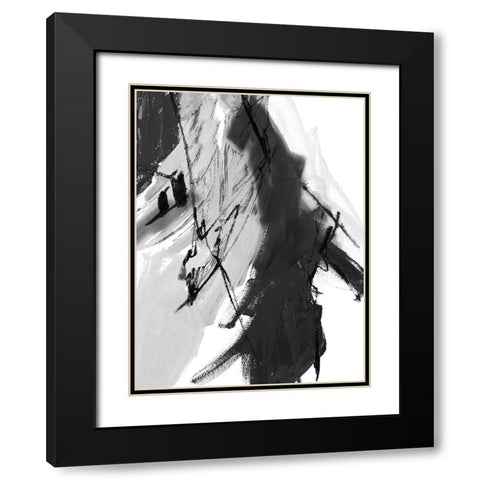 Black and White Abstract II Black Modern Wood Framed Art Print with Double Matting by Maria, Robin