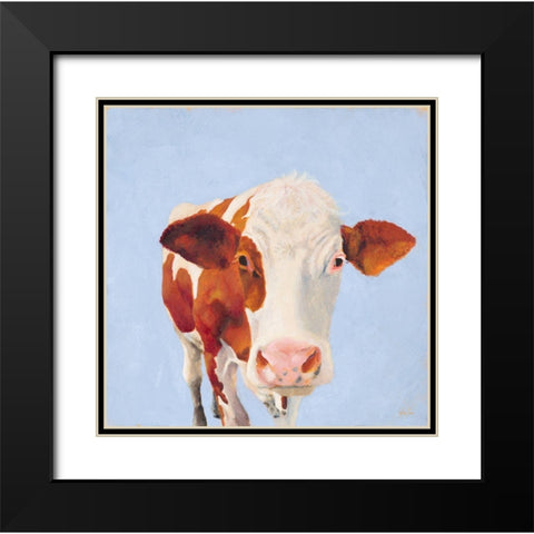 Cow Self Portrait Black Modern Wood Framed Art Print with Double Matting by Green, Jenny