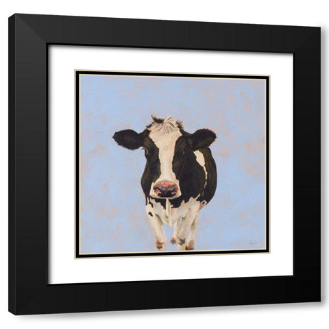 Onward Cow Black Modern Wood Framed Art Print with Double Matting by Green, Jenny