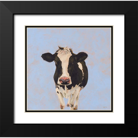 Onward Cow Black Modern Wood Framed Art Print with Double Matting by Green, Jenny