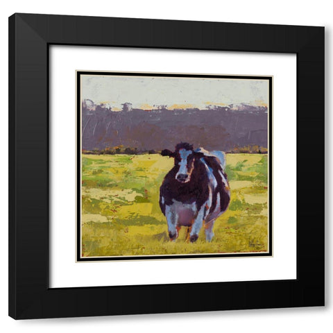 Fat Cow in the Field Black Modern Wood Framed Art Print with Double Matting by Green, Jenny