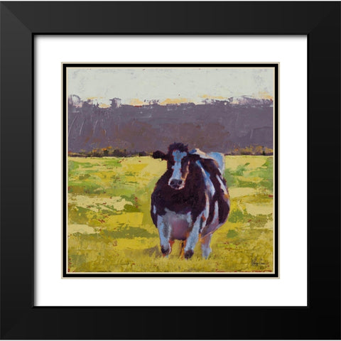 Fat Cow in the Field Black Modern Wood Framed Art Print with Double Matting by Green, Jenny