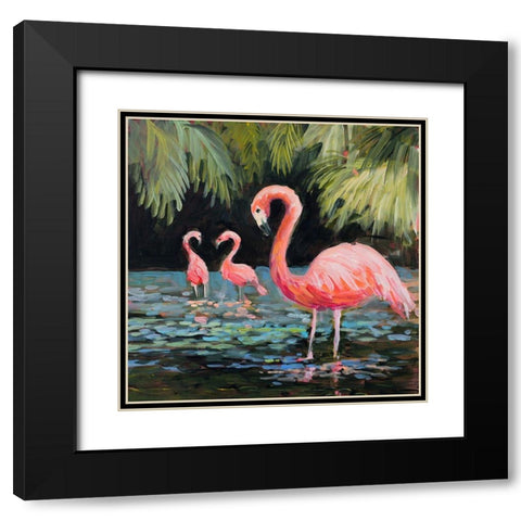 Relaxing Flamingo II Black Modern Wood Framed Art Print with Double Matting by Slivka, Jane