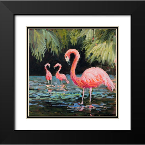 Relaxing Flamingo II Black Modern Wood Framed Art Print with Double Matting by Slivka, Jane