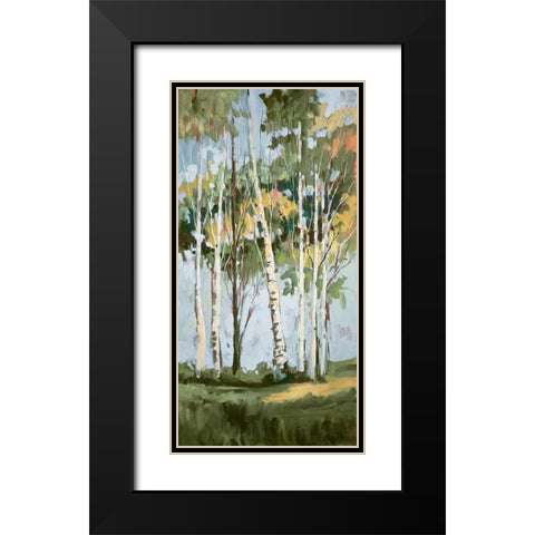 Golden Birch Trees II Black Modern Wood Framed Art Print with Double Matting by Slivka, Jane