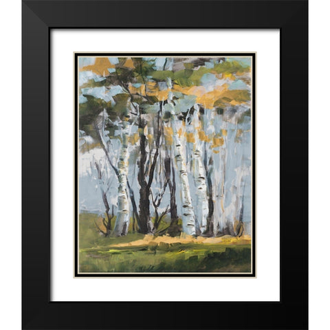 Golden Birch Trees Black Modern Wood Framed Art Print with Double Matting by Slivka, Jane