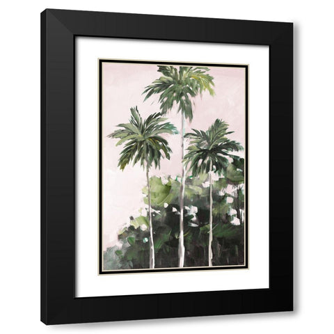 Palms Under A Pink Sky Black Modern Wood Framed Art Print with Double Matting by Slivka, Jane