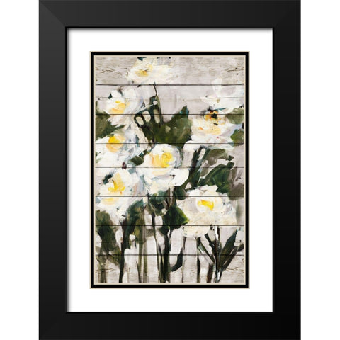 Long Stem Roses on Wood Black Modern Wood Framed Art Print with Double Matting by Slivka, Jane