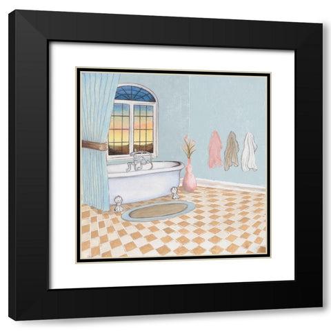 Pastel Bath I Black Modern Wood Framed Art Print with Double Matting by Medley, Elizabeth