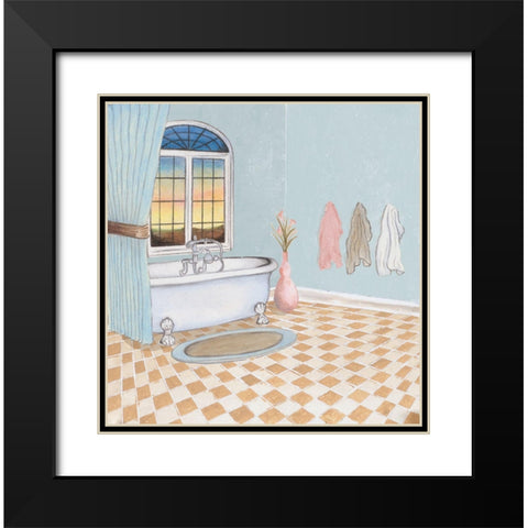 Pastel Bath I Black Modern Wood Framed Art Print with Double Matting by Medley, Elizabeth