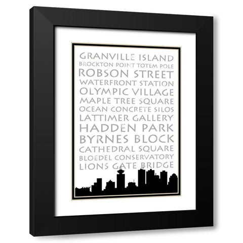 Vancouver Skyline Black Modern Wood Framed Art Print with Double Matting by Quach, Anna